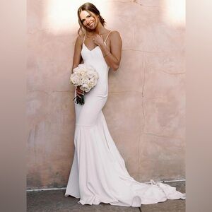 Sheath Stretch Crepe V-neck Wedding Dresses